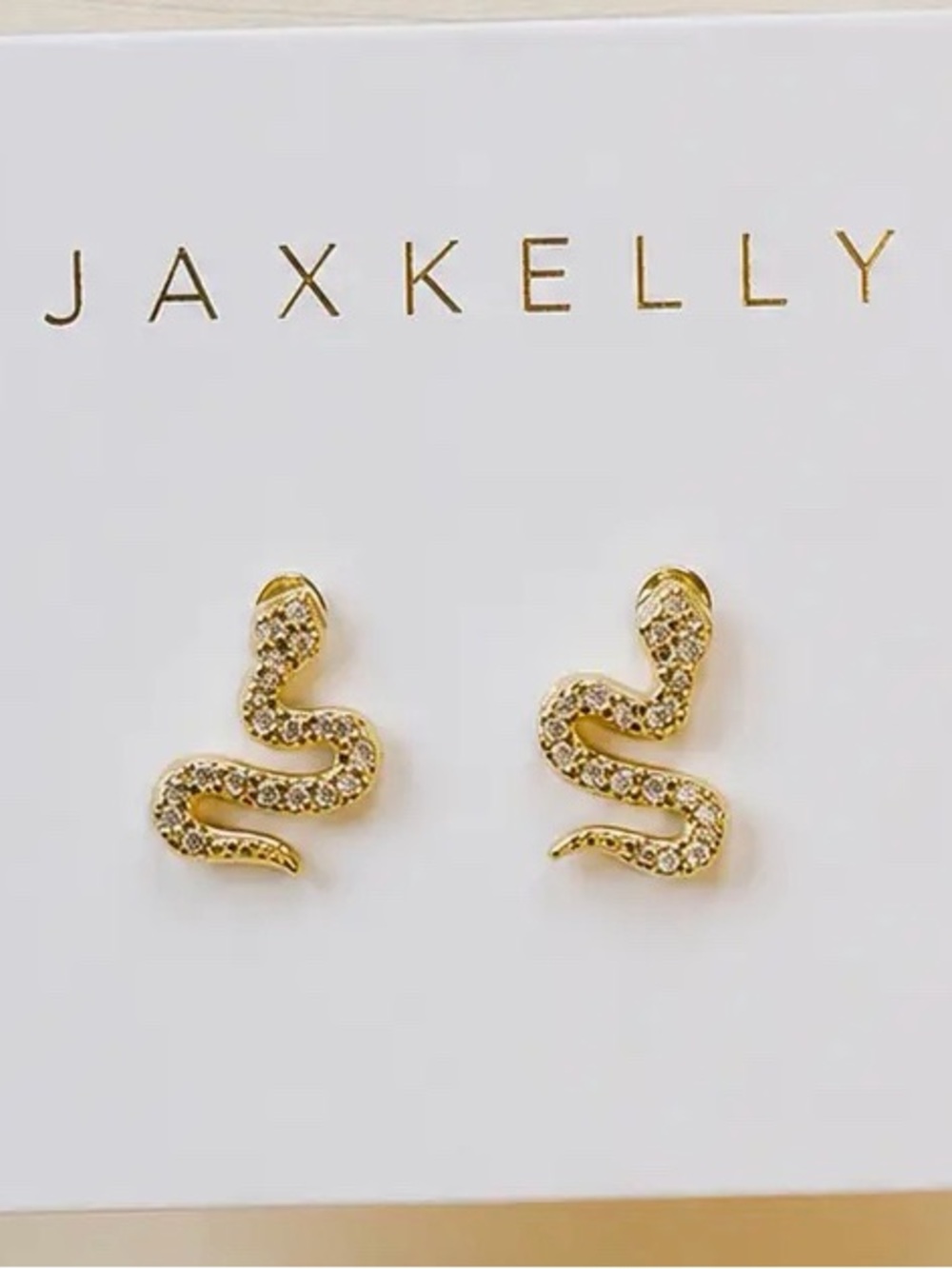 Gold Crystal Snake Stud Earrings